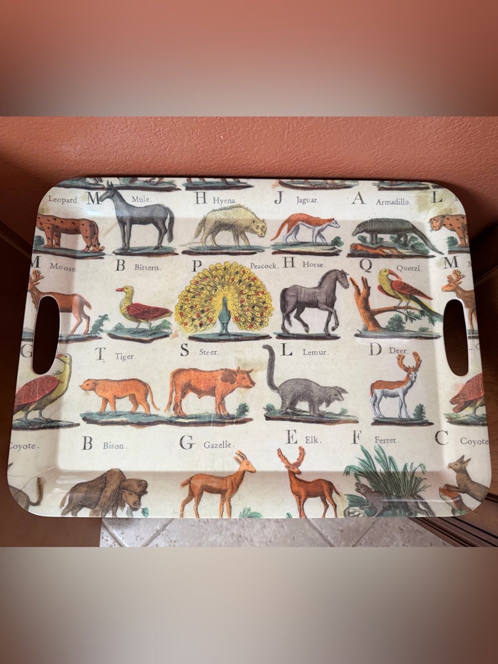 NWT John Derian Limited Edition Decoupage-Inspired Animal Alphabet Tray
